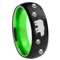 8mm Bear and Paw Dome Black And Green Tungsten Ring for Men