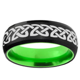 Celtic Knot Love Dome Black And Green Tungsten Engagement Ring