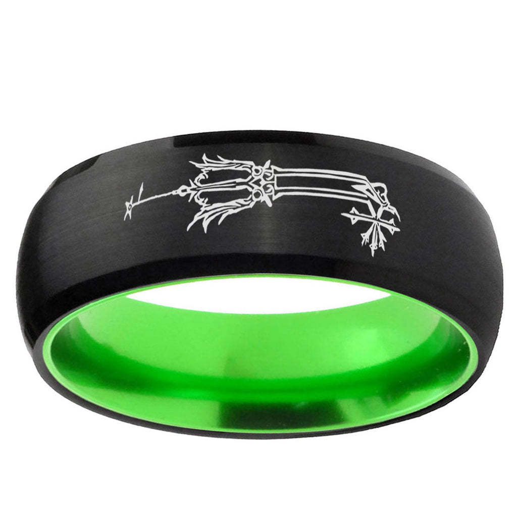 Geekery Oathkeeper Kingdom Hearts Dome Black Green Tungsten Mens Bands
