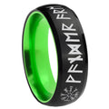 8mm Viking Dome Black Green Tungsten Mens Bands