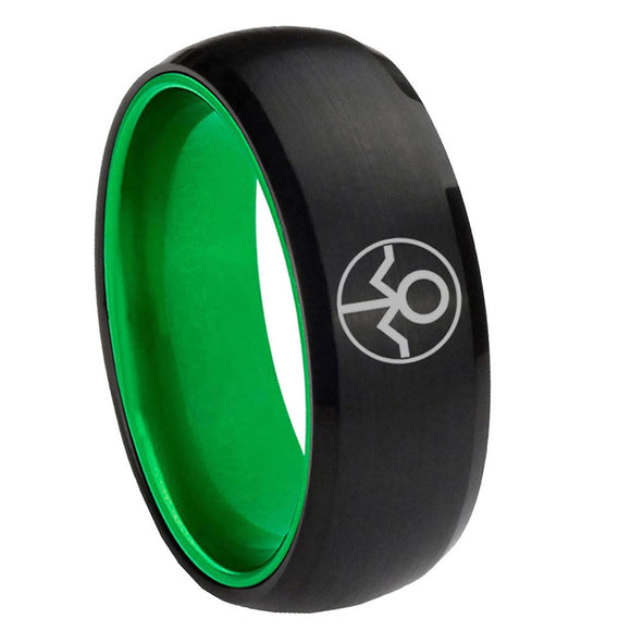 8mm Gray Lantern Dome Black Green Tungsten Rings For Her
