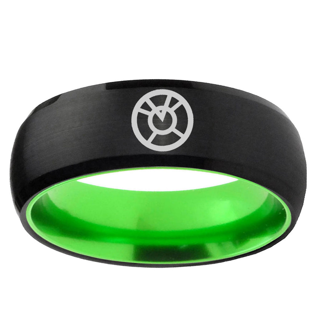Orange lantern Dome Black Green Tungsten Mens Bands