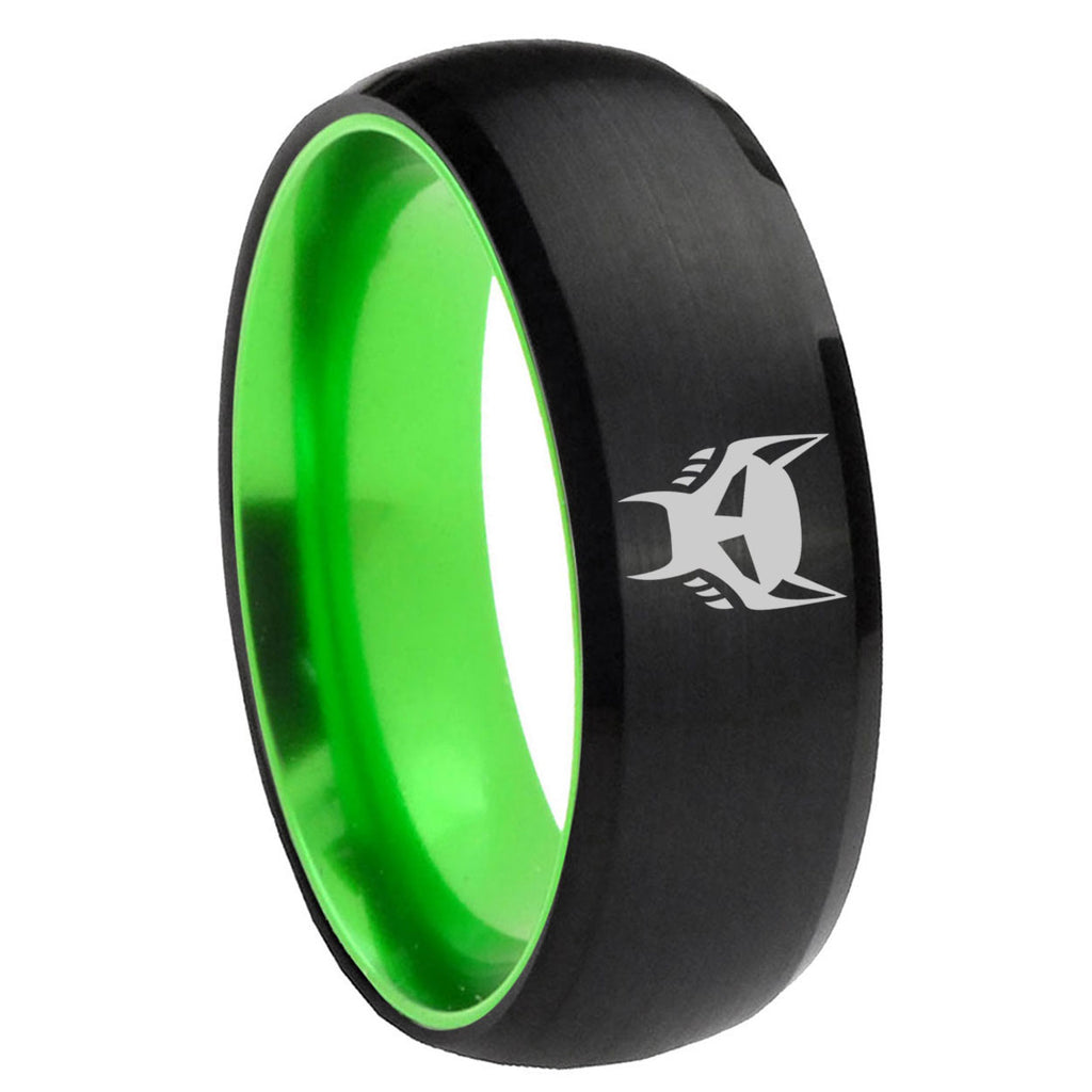8mm Transformers Maximal Dome Black Green Tungsten Mens Bands