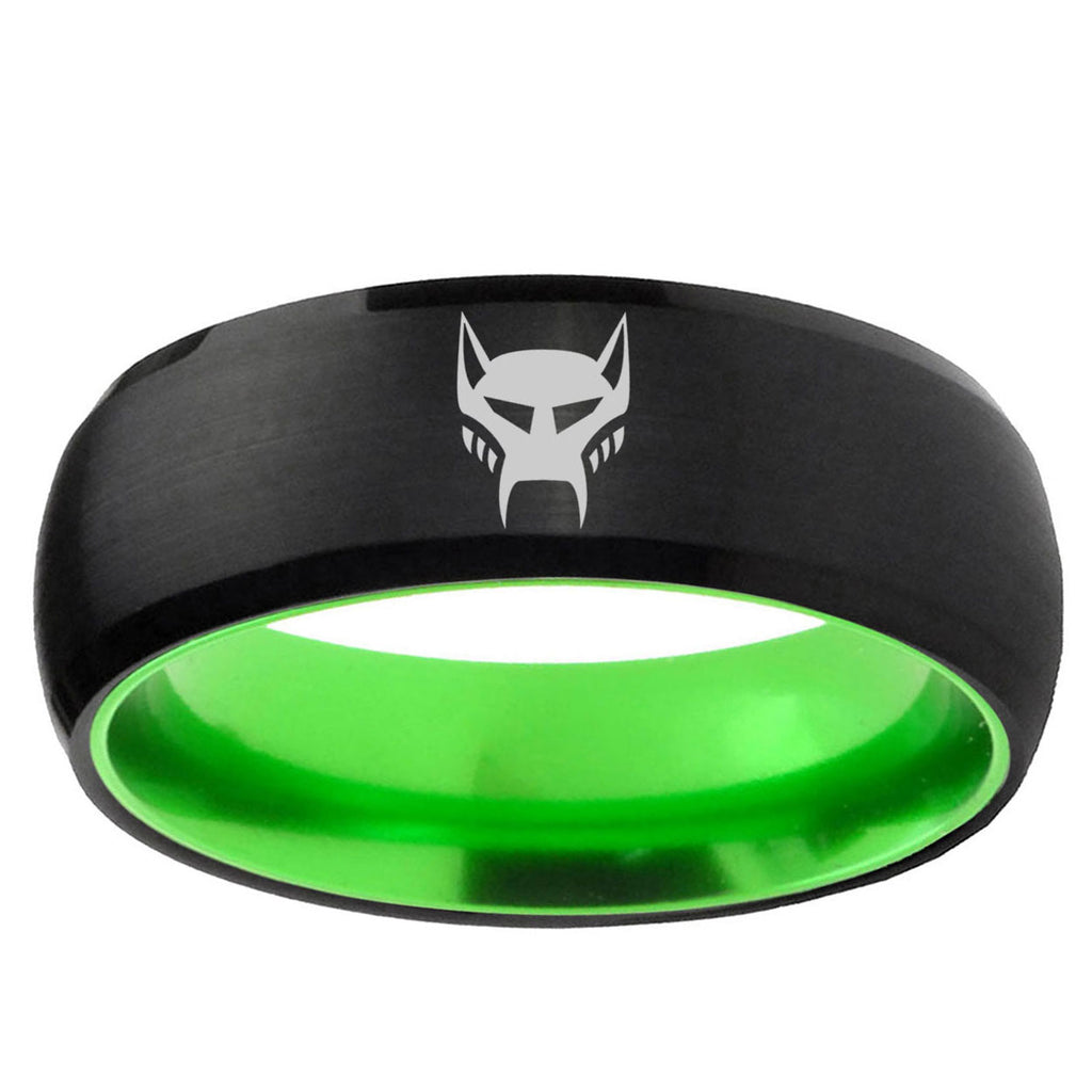 Transformers Maximal Dome Black Green Tungsten Mens Bands