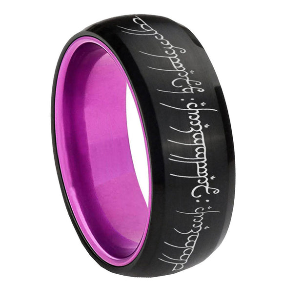 8mm Lord Of The Rings Dome Black Purple Wedding Ring For Man