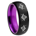 8mm Master Mason Masonic Dome Black Purple Tungsten Band