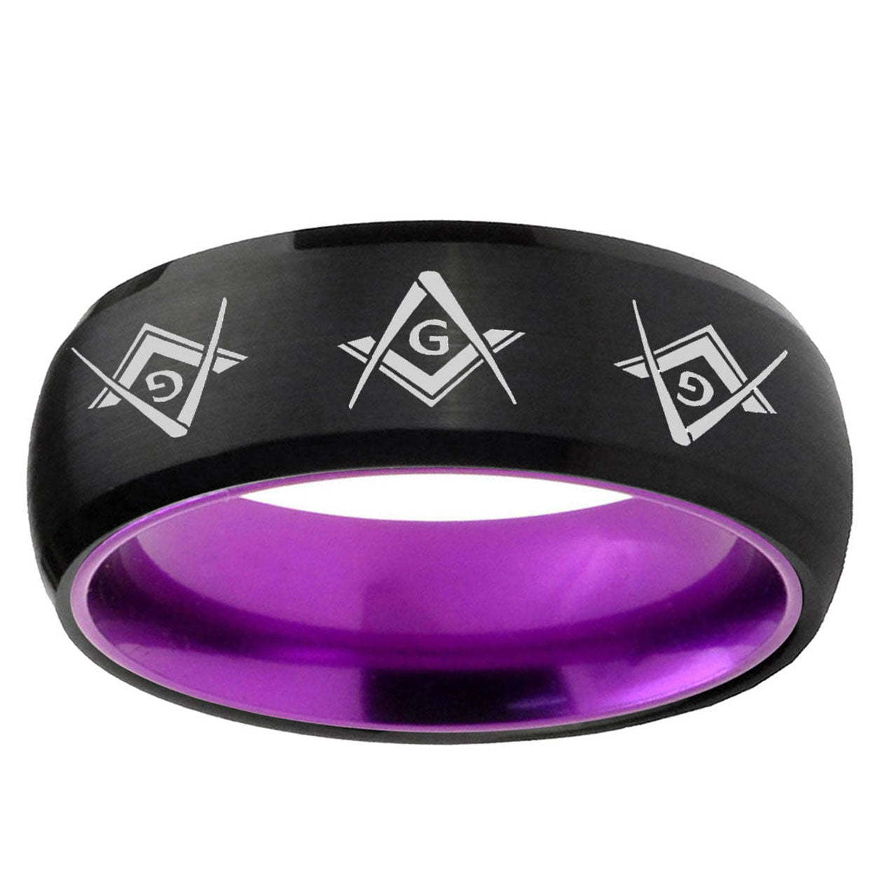 Master Mason Masonic Dome Black Purple Tungsten Band