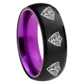 8mm Multiple CTR Dome Black Purple Tungsten Mens Promise Ring