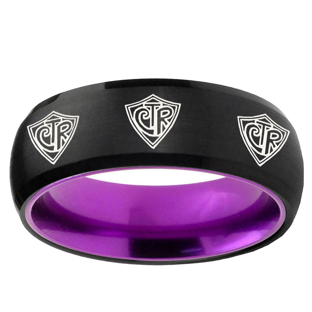 Multiple CTR Dome Black Purple Tungsten Mens Promise Ring