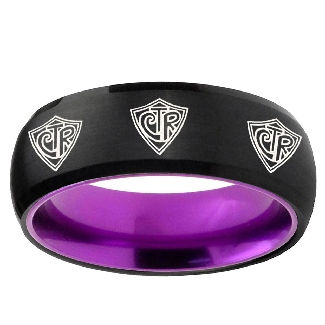 Multiple CTR Dome Black Purple Tungsten Mens Promise Ring