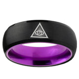 Seeing Eye of God Dome Black And Purple Tungsten Carbide Men's Ring