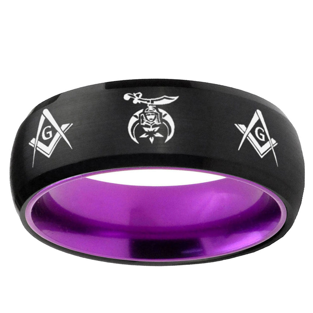 Masonic Shriners Dome Black And Purple Tungsten Men Bands