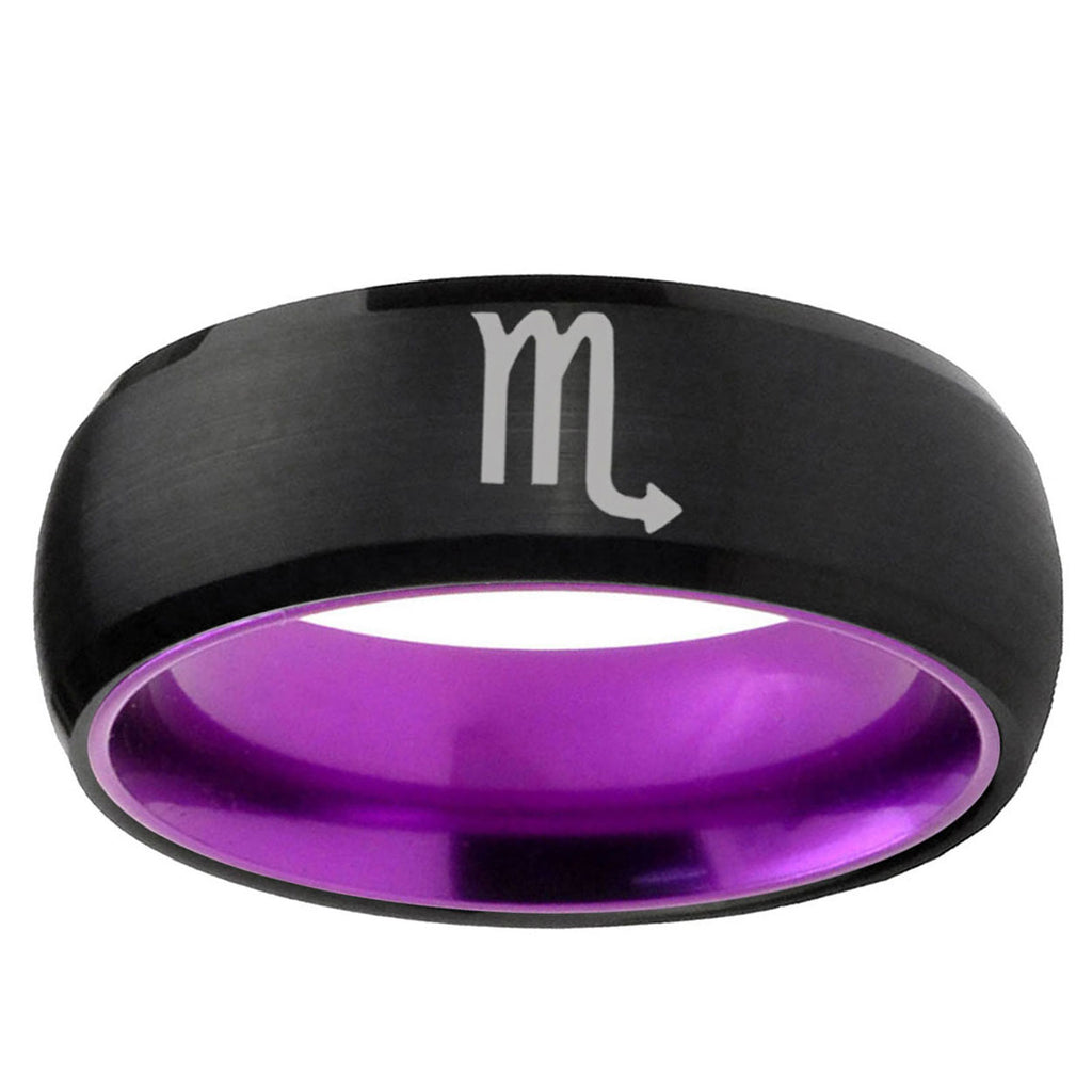 Scorpio Horoscope Dome Black Purple Tungsten Promised Ring