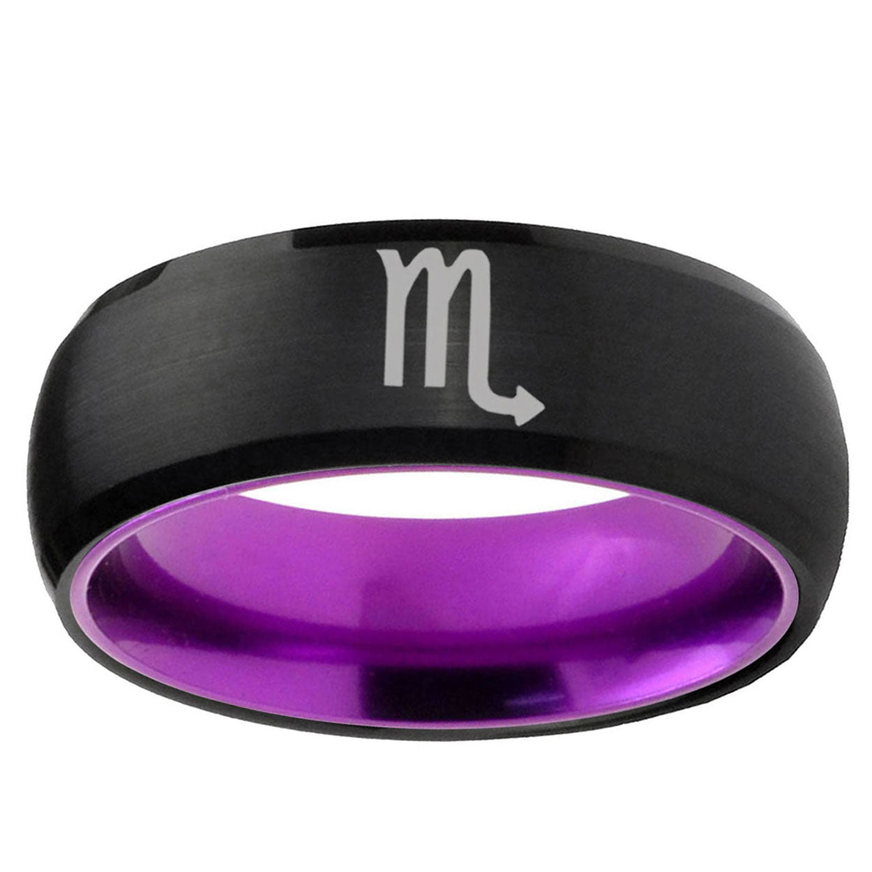 Scorpio Horoscope Dome Black Purple Tungsten Promised Ring