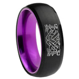 8mm Celtic Dog Dome Black And Purple Tungsten Carbide Men's Wedding Ring