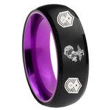 8mm Marine Chief Master Sergeant Dome Black And Purple Tungsten Men's Bands Ring