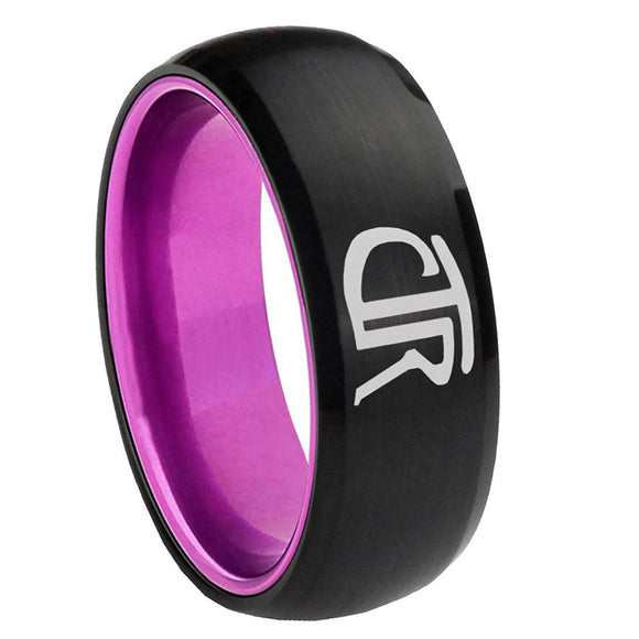 8mm CTR Dome Black Purple Customizable Tungsten Rings