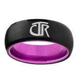 8mm CTR Dome Black Purple Customizable Tungsten Rings