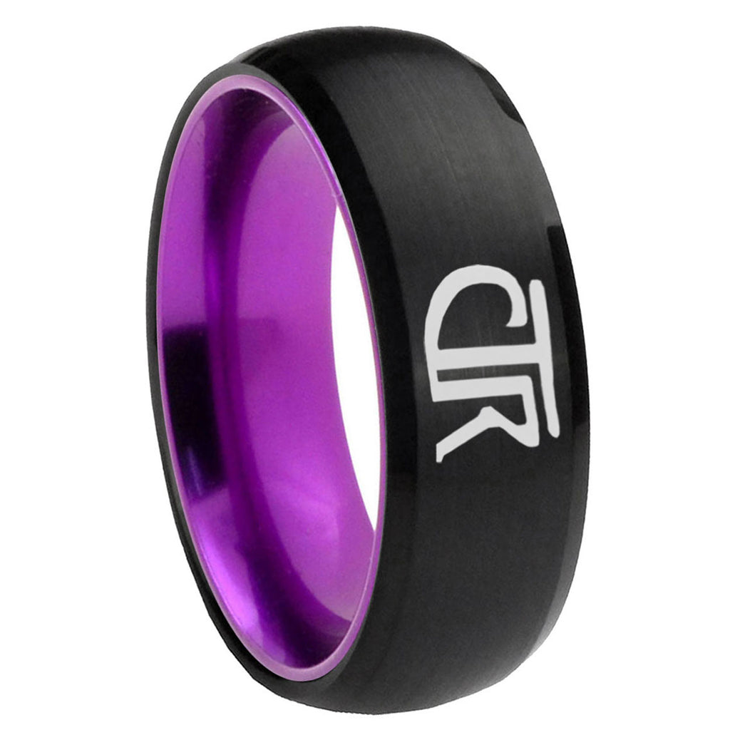 8mm CTR Dome Black Purple Customizable Tungsten Ring