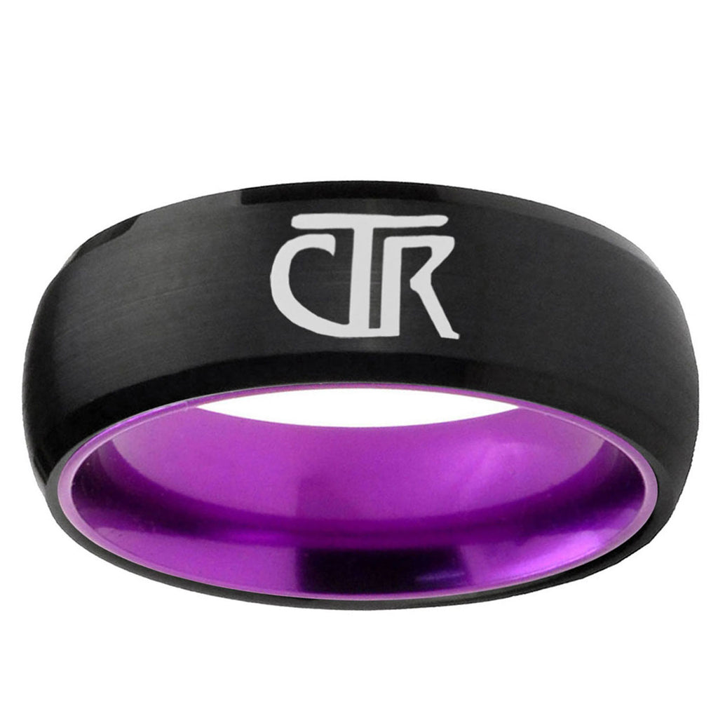 CTR Dome Black Purple Customizable Tungsten Ring