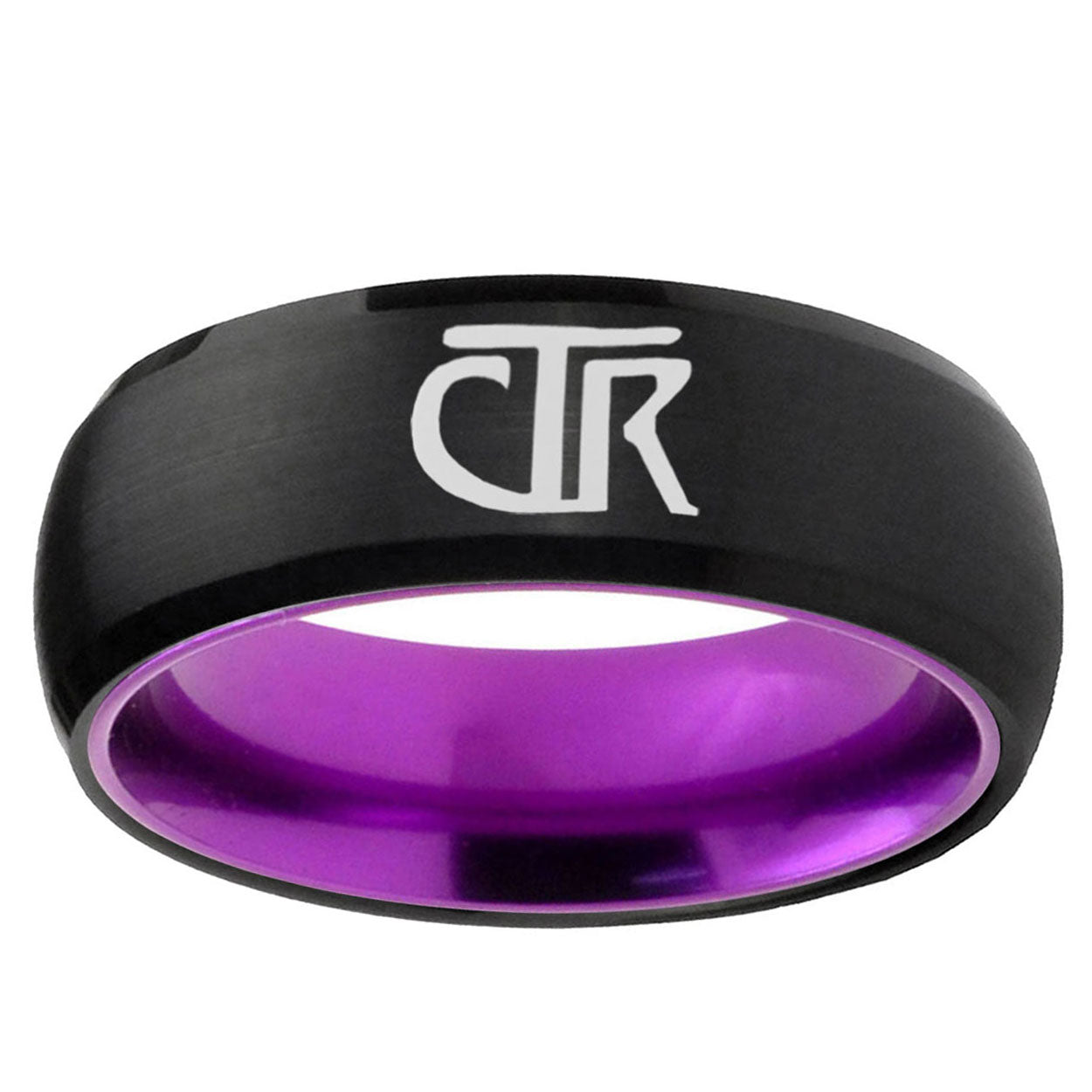 CTR Dome Black Purple Customizable Tungsten Ring