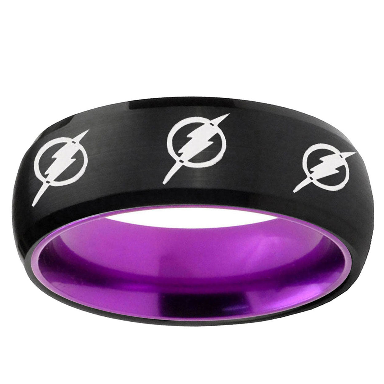 Multiple Flash Dome Black And Purple Tungsten Wedding Band