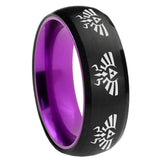 8mm Multiple Zelda Skyward Sword Dome Black And Purple Tungsten Bands Ring