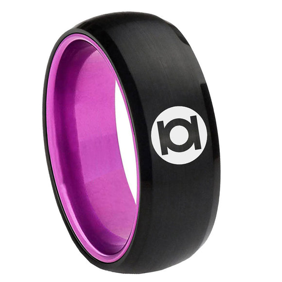 8mm Green Lantern Dome Black Purple Customizable Tungsten Rings