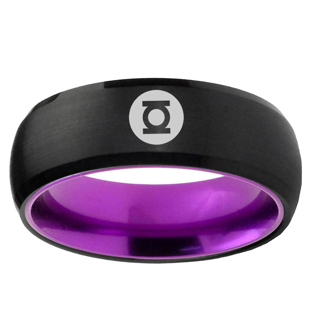 Green Lantern Dome Black Purple Customizable Tungsten Ring