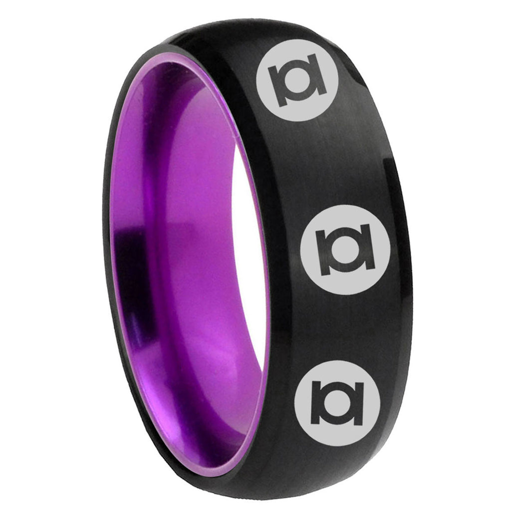 8mm Multiple Green Lantern Dome Black Purple Unique Men Ring