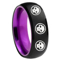 8mm Multiple Skull Dome Black Purple Tungsten Anniversary Ring