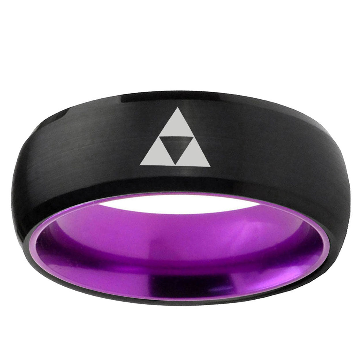 Zelda Triforce Dome Black And Purple Tungsten Custom Ring