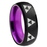 8mm Multiple Zelda Triforce Dome Black And Purple Tungsten Custom Ring for Men