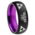 8mm Legend of Zelda Dome Black And Purple Tungsten Men's Ring