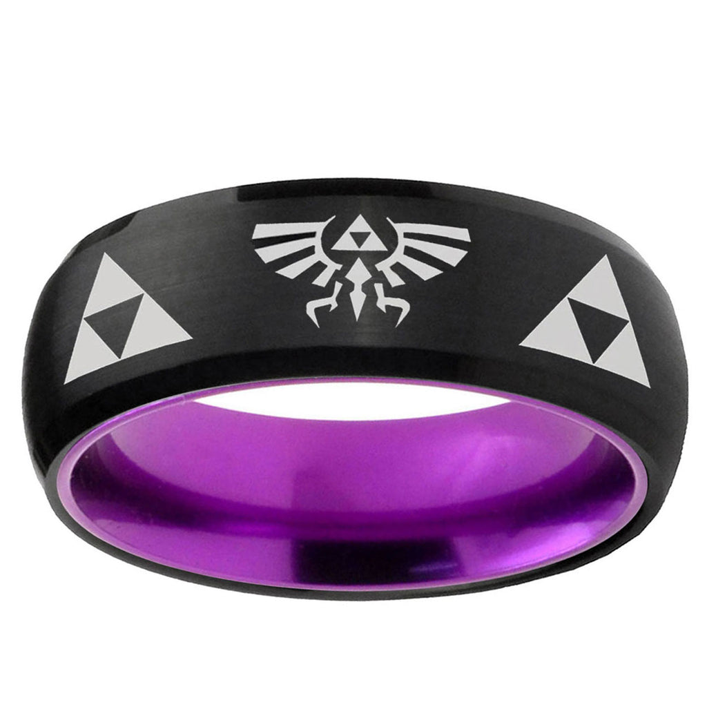 Legend of Zelda Dome Black And Purple Tungsten Men's Ring