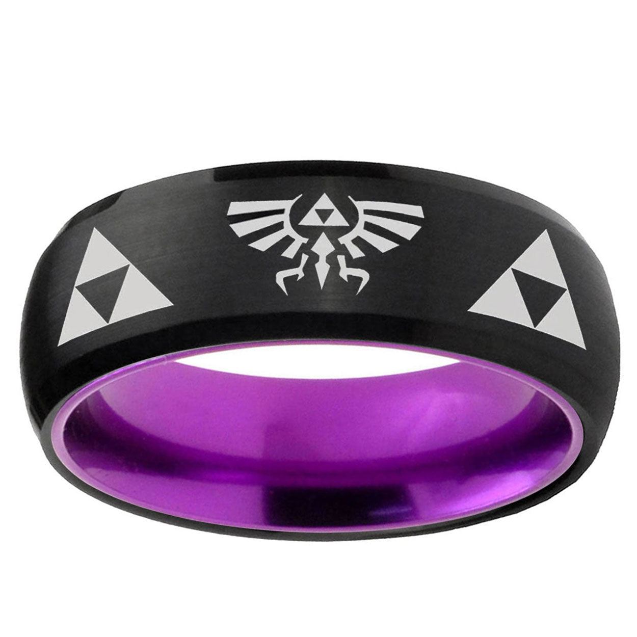 Legend of Zelda Dome Black And Purple Tungsten Men's Ring