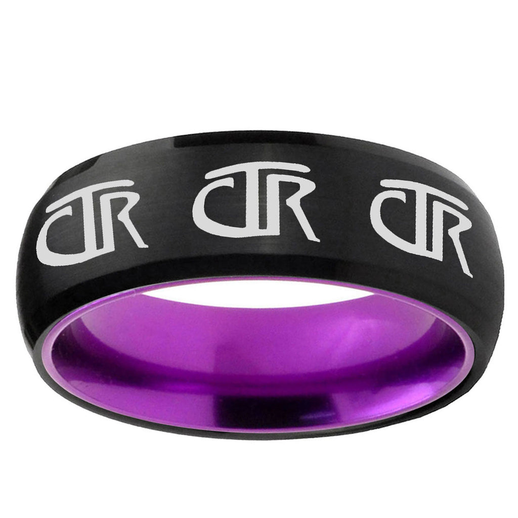 Multiple CTR Dome Black Purple Tungsten Mens Promise Ring