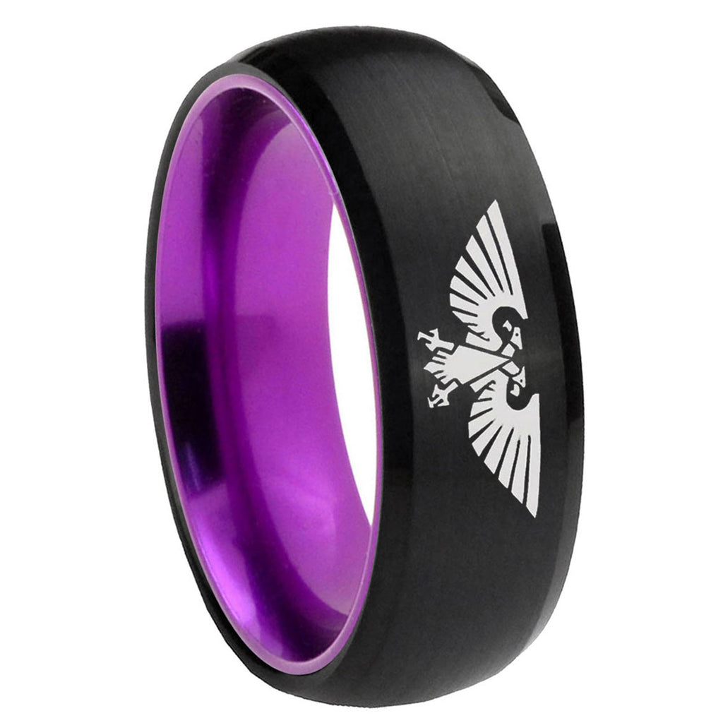 8mm Aquila Dome Black And Purple Tungsten Men's Promise Ring