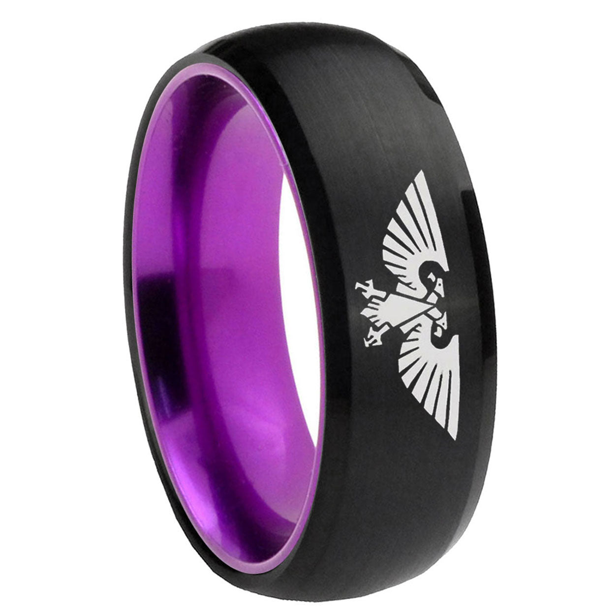 8mm Aquila Dome Black And Purple Tungsten Men's Promise Ring