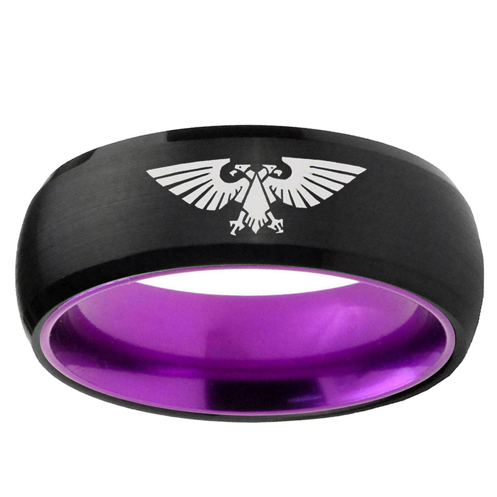 Aquila Dome Black And Purple Tungsten Men's Promise Ring