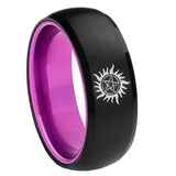 8mm Supernatural Dome Black Purple Customizable Tungsten Rings