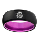 8mm Supernatural Dome Black Purple Customizable Tungsten Rings