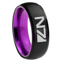 8mm N7 Design Dome Black And Purple Tungsten Wedding Ring