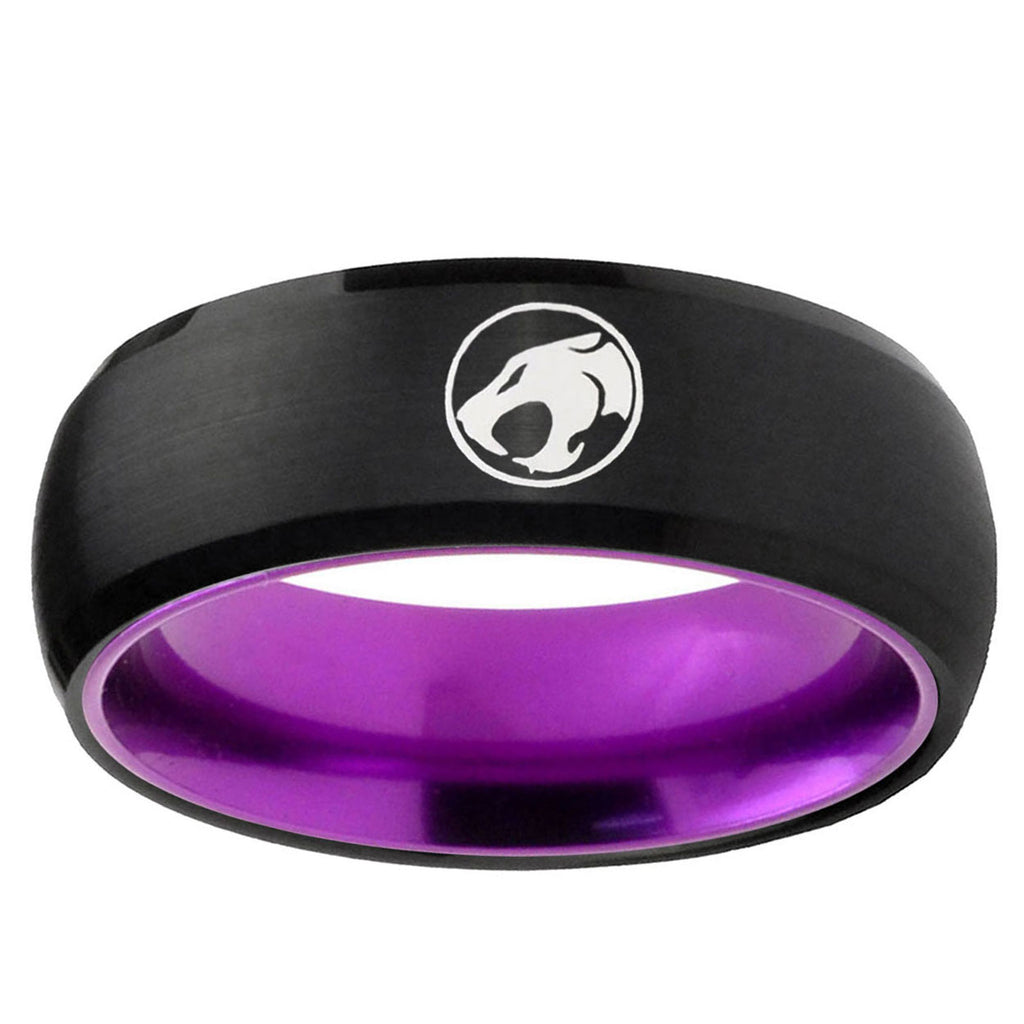 Thundercat Dome Black And Purple Tungsten Men's Ring
