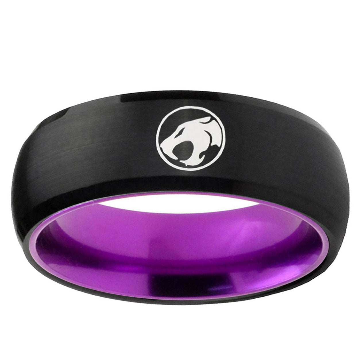 Thundercat Dome Black And Purple Tungsten Men's Ring
