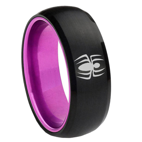 8mm Spiderman Dome Black Purple Durable Wedding Bands