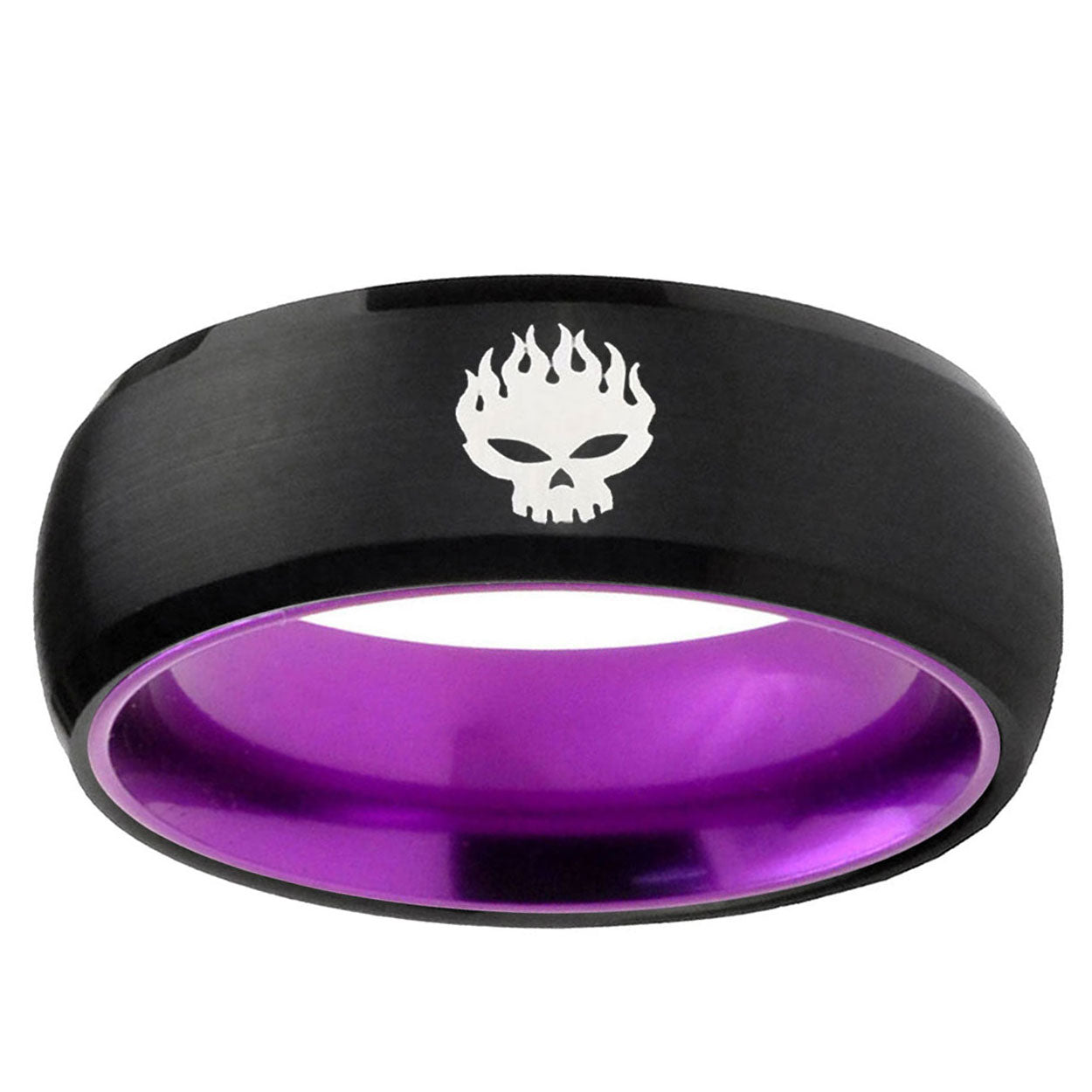 Offspring Dome Black And Purple Tungsten Men's Wedding Band