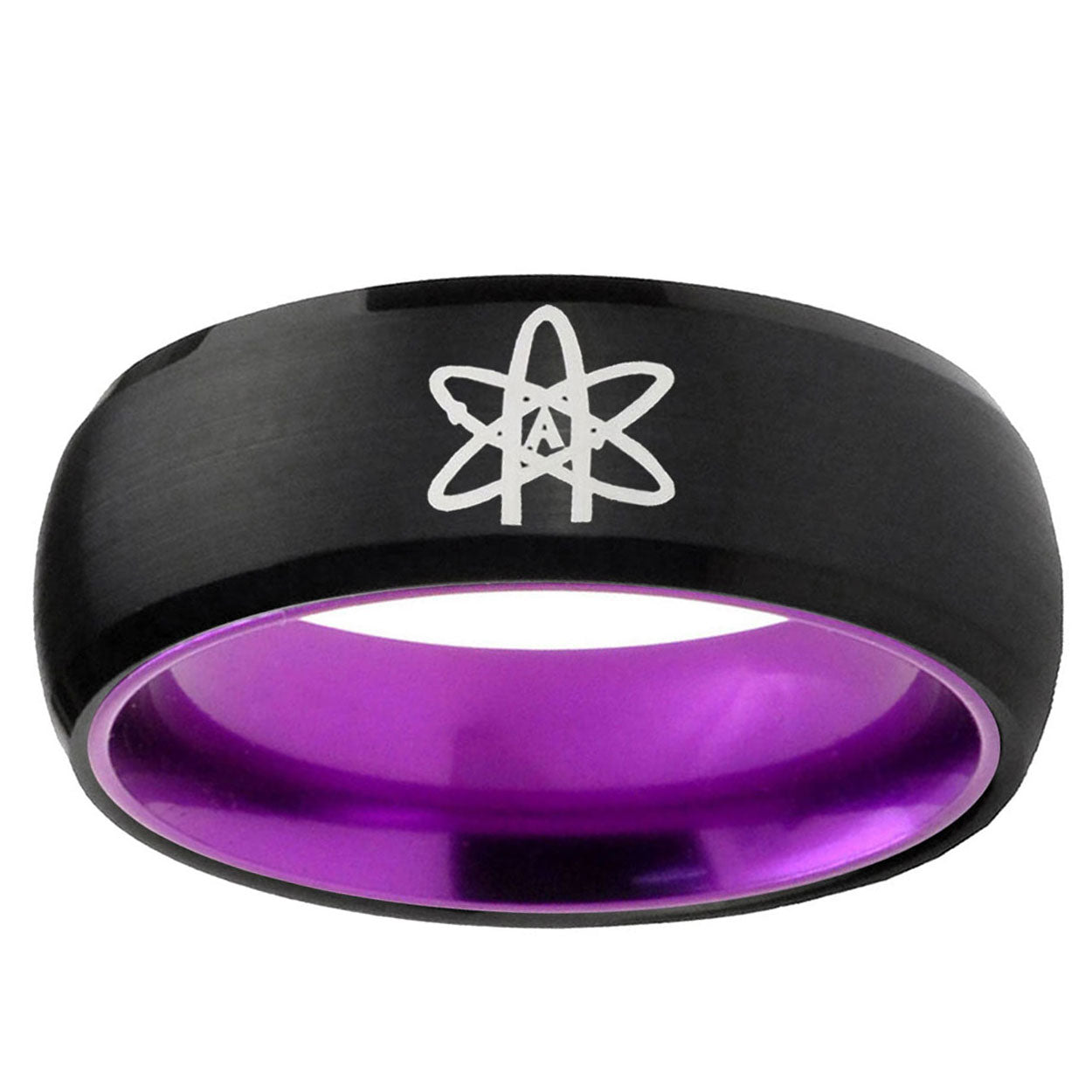 American Atheist Dome Black And Purple Tungsten Men's Ring