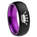 8mm Crown Dome Black And Purple Tungsten Men's Wedding Ring