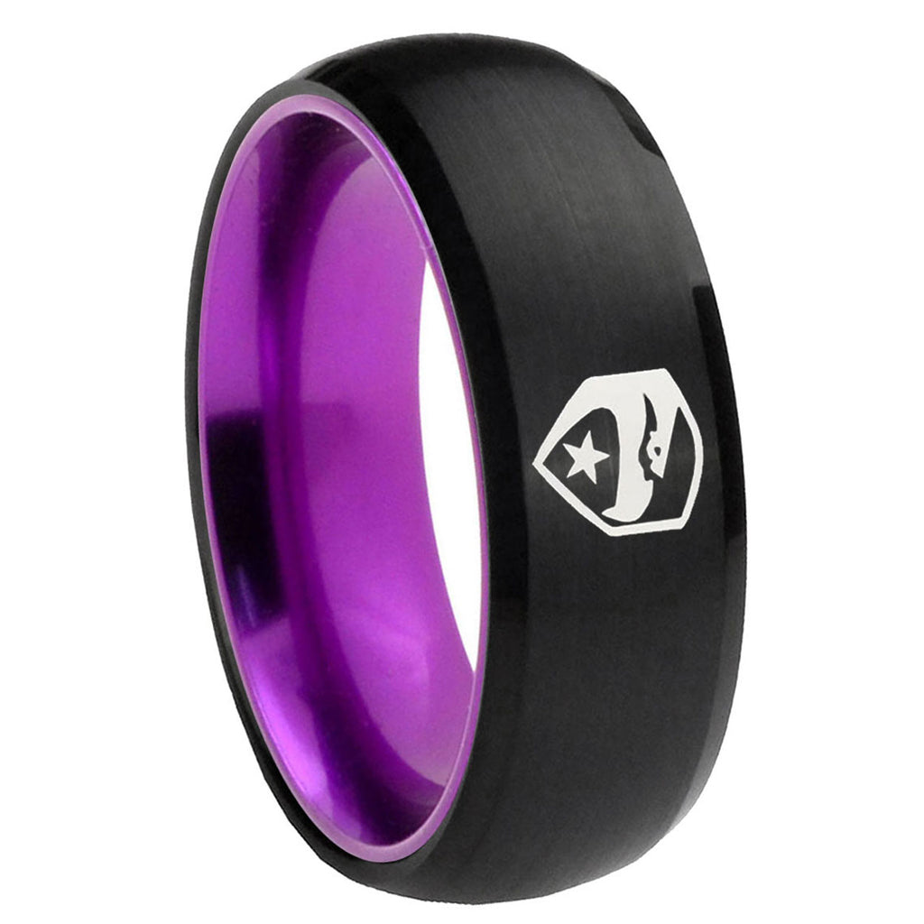 8mm GI Joe Eagle Dome Black And Purple Tungsten Ring for Men